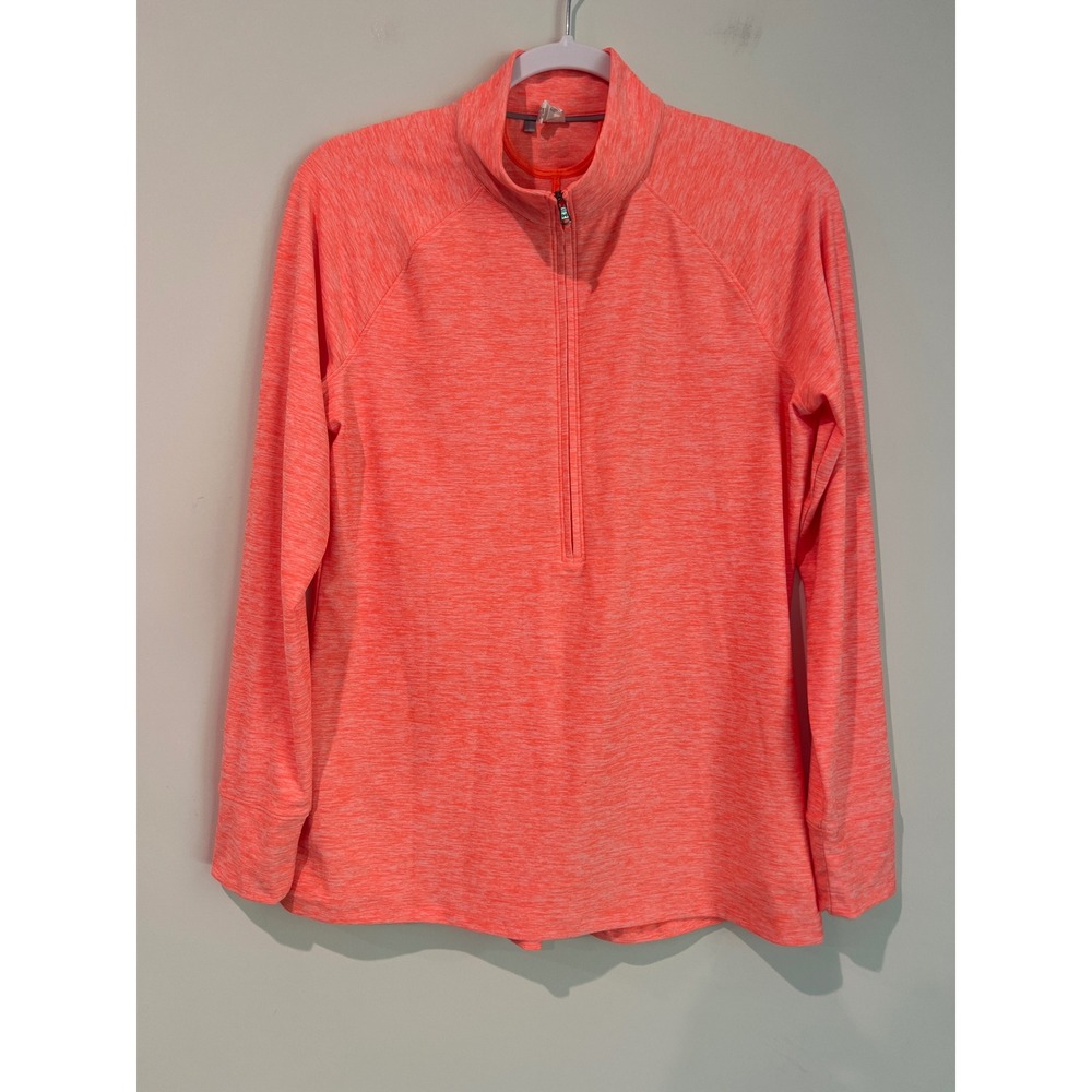 Under Armour HeatGear Women's  Large Neon Orange Space Dye Quarter Zip Pullover